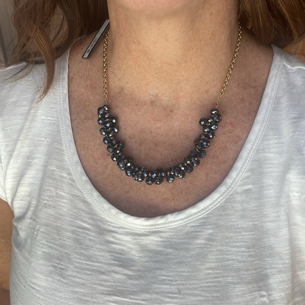 Ann Taylor Blue Bead with gold Statement Necklace
